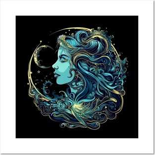 Aquarius Zodiac Sign Woman Posters and Art